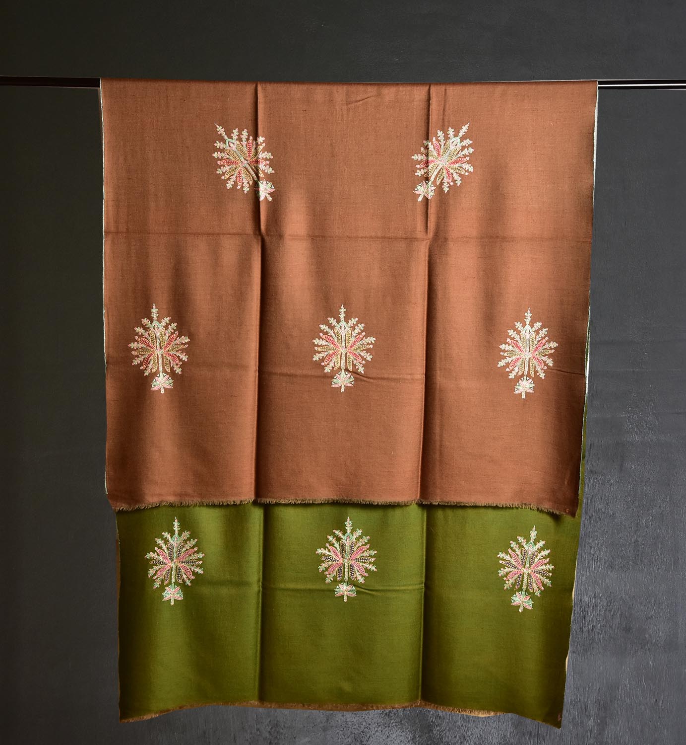 Olive & Brown Reversible Pashmina Scarf - Image 2