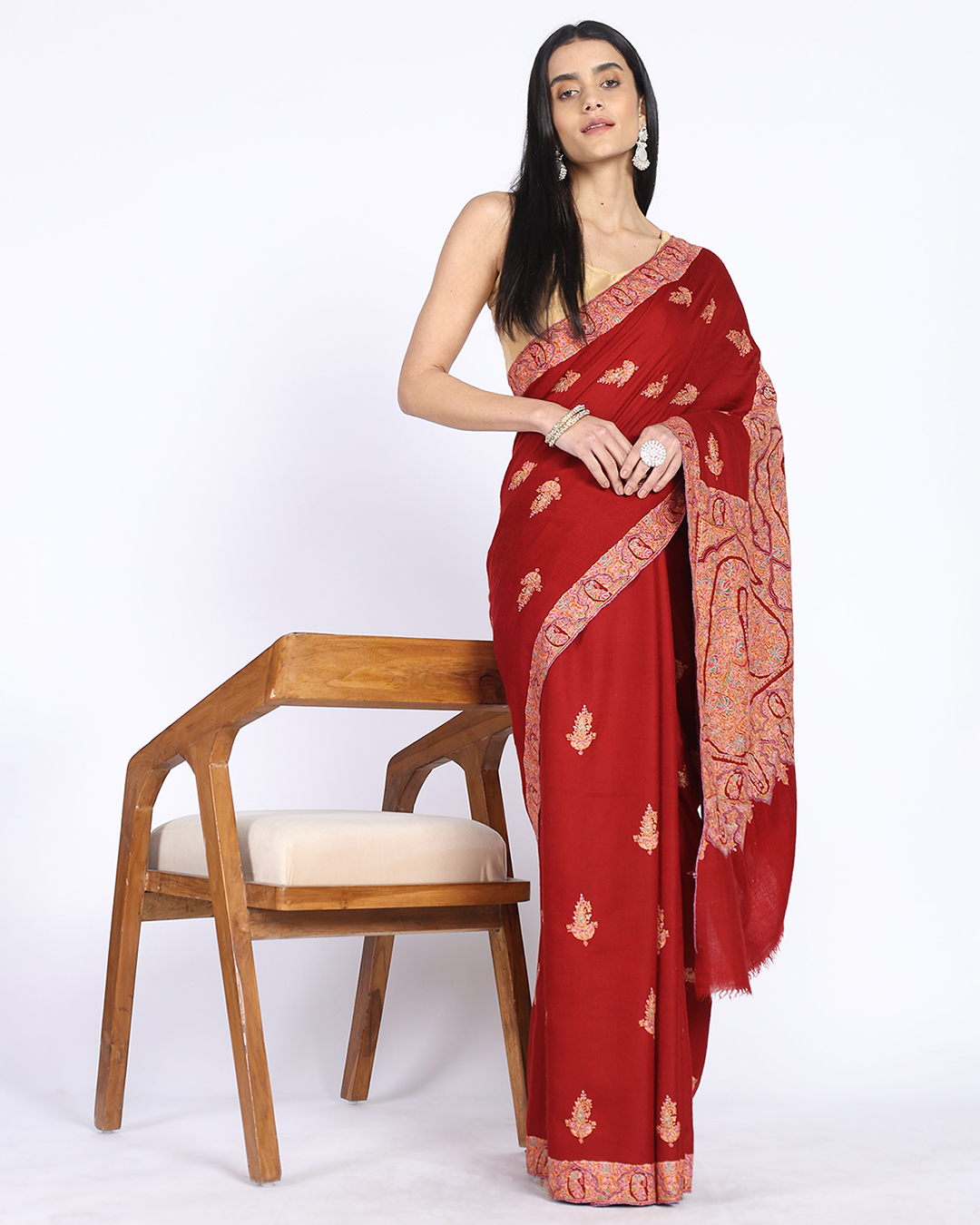 Pashmina Saree with Embroidery - Image 3